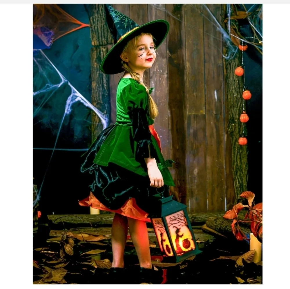 IKALI Witch Costume, Kids Spider , Halloween Spiderella Outfit Size 8/10…